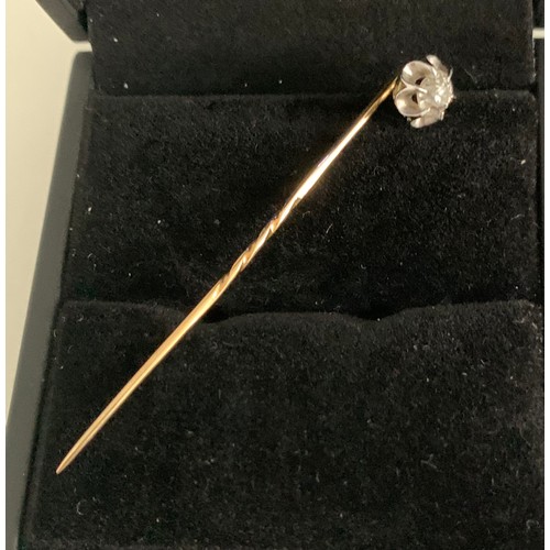 340 - Vintage Gold Stickpin With Brilliant Cut Diamond Of 0.5 ct