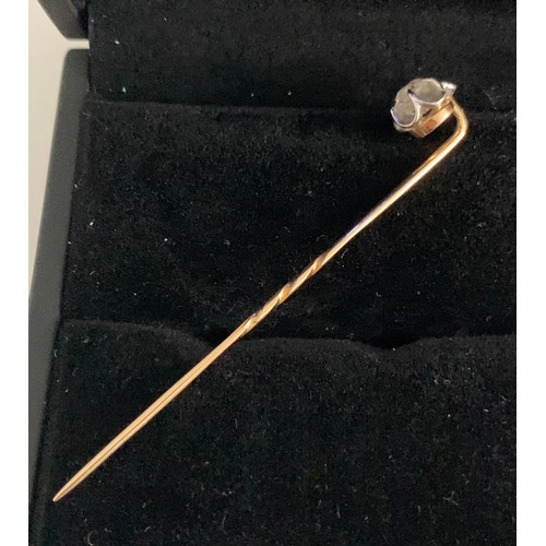 340 - Vintage Gold Stickpin With Brilliant Cut Diamond Of 0.5 ct