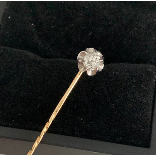 340 - Vintage Gold Stickpin With Brilliant Cut Diamond Of 0.5 ct