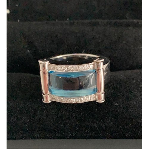 348 - Unusually Large Aqua Marine Set In Diamonds And 18ct White Gold
20g. Size N