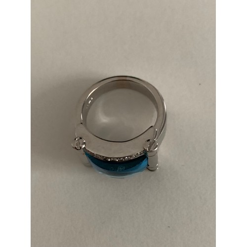 348 - Unusually Large Aqua Marine Set In Diamonds And 18ct White Gold
20g. Size N