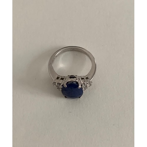 342 - Sapphire And Diamond Ring Set In 18ct White Gold
 5.5g. Size I 1/2