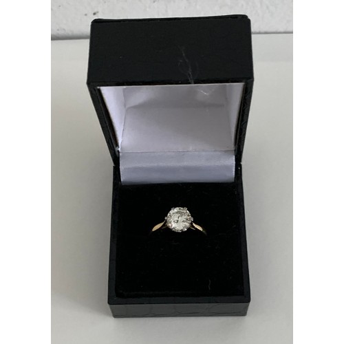 350 - Ladies Single Stone Brilliant Cut Diamond Ring In 18ct Gold 1.2 ct Colour F. Size N