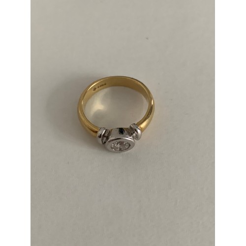 337 - Single Stone Brilliant Cut Diamond In Yellow Gold Ring. Size J