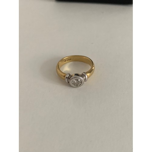 337 - Single Stone Brilliant Cut Diamond In Yellow Gold Ring. Size J