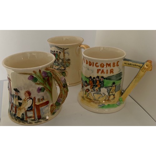 220 - Collection Of 3 Crown Devon Musical Mugs Of Widdecombe Fair