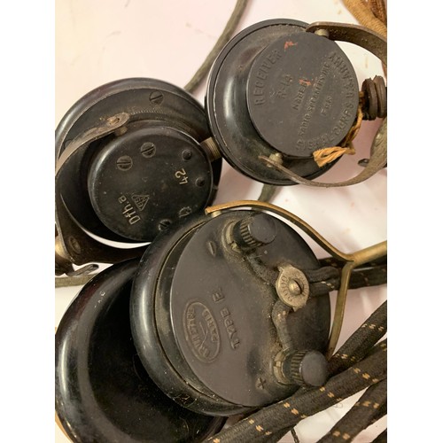 430 - Three Pairs Of WW2 Military Headphones. (3)