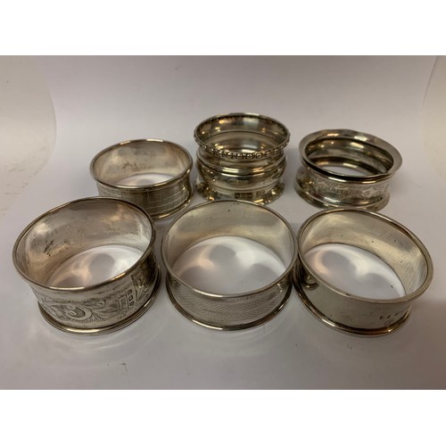 367 - Six Silver Hallmarked Napkin Rings. (6)