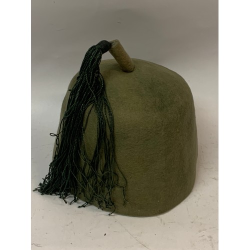 424 - German WWII ? Waffen SS Field Grey / Green  Combat Fez for Foreign Volunteers Size 59. (Viewing Reco... 