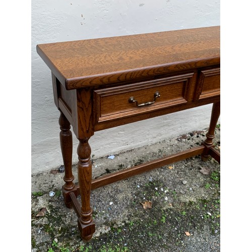 71 - Flemish Oak Hall Table With Drawers. 95 x 30 x 78 cms