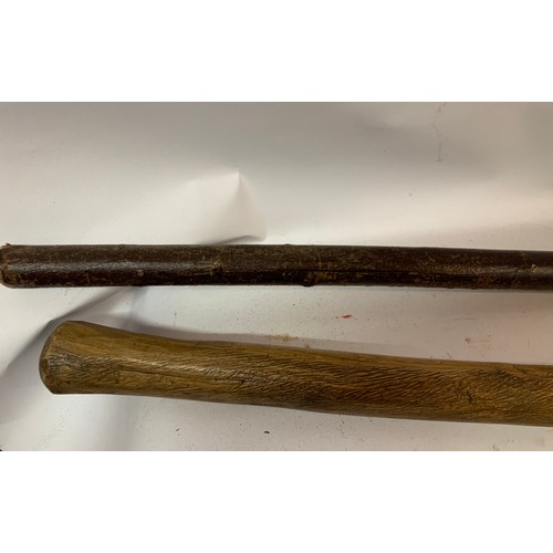 513 - Two Wood Clubs Possibly Tribal Related. Longest 115 cms (2)