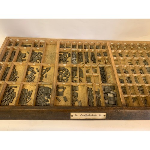 546 - Antique Printers Tray Along With The Printing Letter Contents. 85 x 44 cms