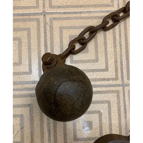 219 - Vintage Iron Ball And Chain Manacles