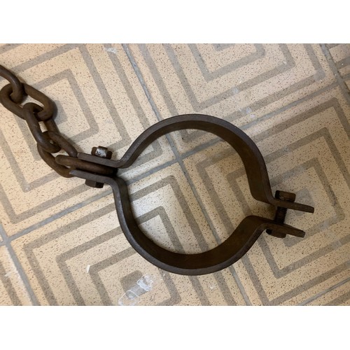 219 - Vintage Iron Ball And Chain Manacles