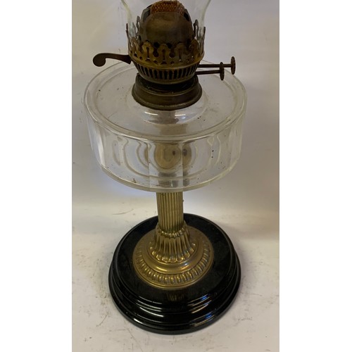 537 - Antique Oil Burning Lamp. 61 cms High