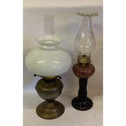 538 - Two Antique Oil Burning Lamps. Tallest 46cms  (2)