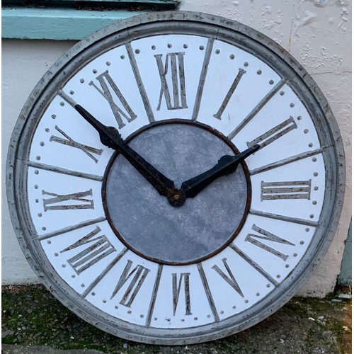 91 - Large Antique Style Faux Clock Face Of Metal And Wood Construction. 111 cms Diameter