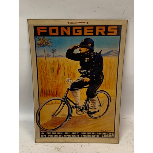 381 - Card Advertising Poster For Fongers  Bicycle Infantry   .  42 x 30 cms