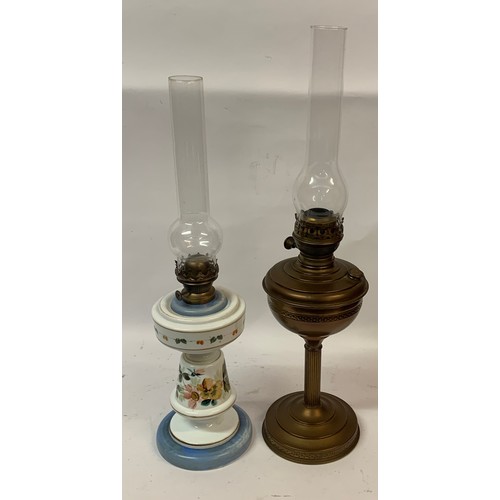 385 - Two Antique Oil Lamps Both In Original Condition Tallest 61 cms High (2)