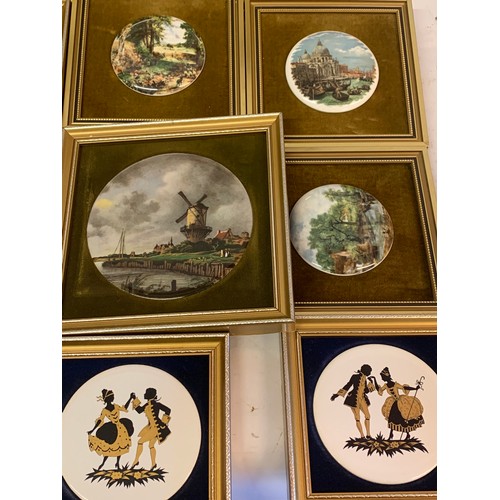 286 - A Silk Picture Of Mount Fuji Along With A Selection Of Framed Ceramics From Staffordshire Pottery's ... 