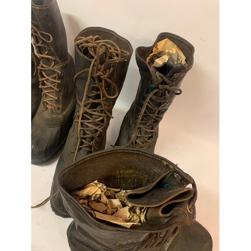 318 - A Pair Of Us WW2 Rubber Co Boots Along With Two Other Pairs Of Military Boots (3)