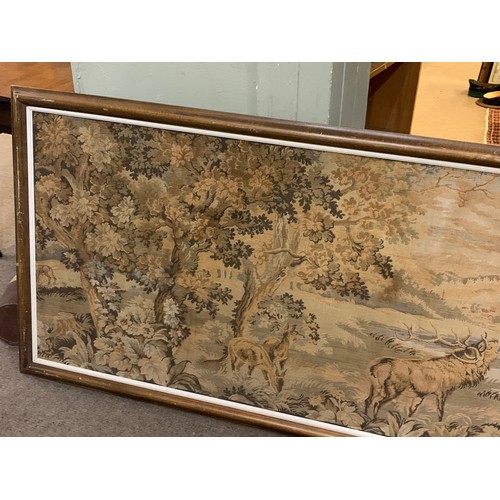 361 - Large Vintage Wall Tapestry With Deer And Countryside Scenes. 186 x 78 cms