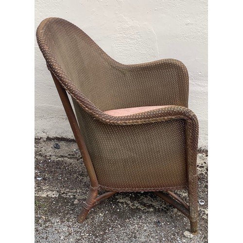 429 - Early Gold Coloured Lloyd Loom Lusty “Belvoir” Armchair with padded seat, with label