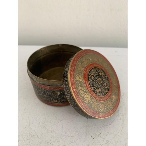 470 - Vintage Round Brass And Enamel Lidded Betel Nut Box
7 cms diameter x 4.5 cms h