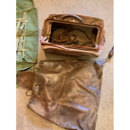 338 - Three Military Bags Leather Canvas Etc (3)