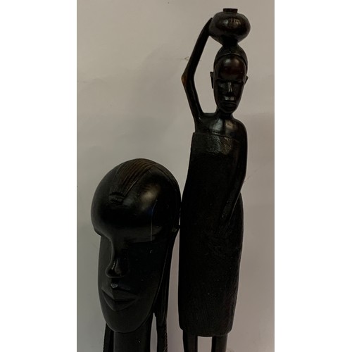 413 - Two Wood Tribal Art Figures. Tallest 35 cms High