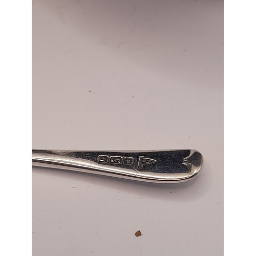 13 - Hallmarked Silver Mustard Pot with silver hallmarked spoon and blue glass liner. 6.5cm high x 9cm wi... 