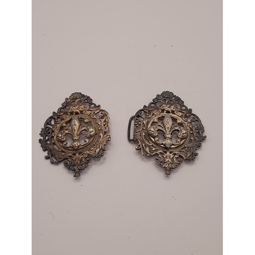 14 - Continental Silver Nurse Buckle with Fleur de Lis Design, stamped 800