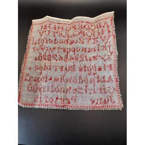 17 - Small Antique Sampler  dated 1900. 22cm x 21cm
