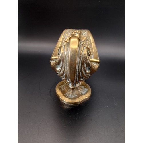 19 - Brass Religious incense boat. 9cm high x 15cm long
