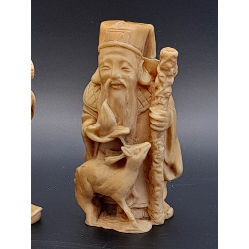 29 - 2 small composite Chinese figures 7.5cm high
