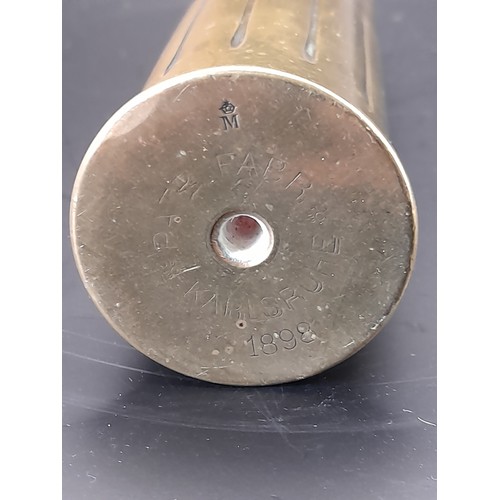 30 - Inert Brass shell dated 1898 on base 16.5cm long