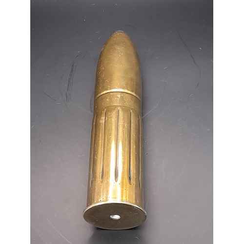 30 - Inert Brass shell dated 1898 on base 16.5cm long