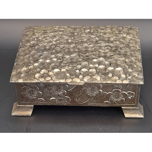 32 - white metal clock by Splendex 17cm wide along with a carved marble box with inlay to lid and a white... 