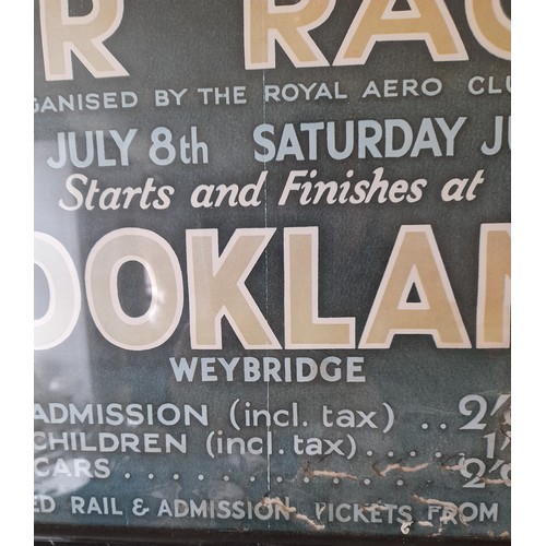 48 - Framed and glazed reproduced Brooklands Poster 57cm  39cm