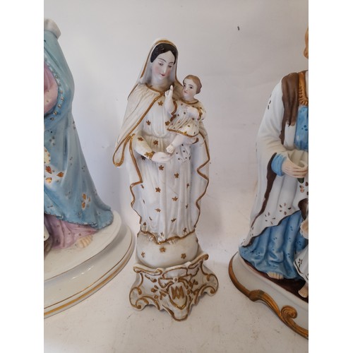 54 - 3 x Religious figures with repair of small damage to each