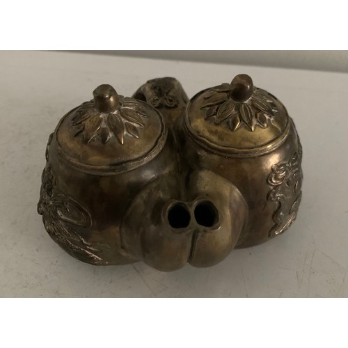 127 - Unusual Rare Oriental Bronze Double Teapot With Seal Marks To Base
11 x 9.5 x 7 cms h