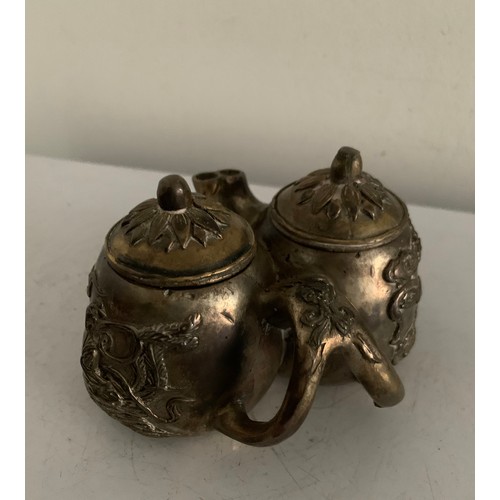 127 - Unusual Rare Oriental Bronze Double Teapot With Seal Marks To Base
11 x 9.5 x 7 cms h