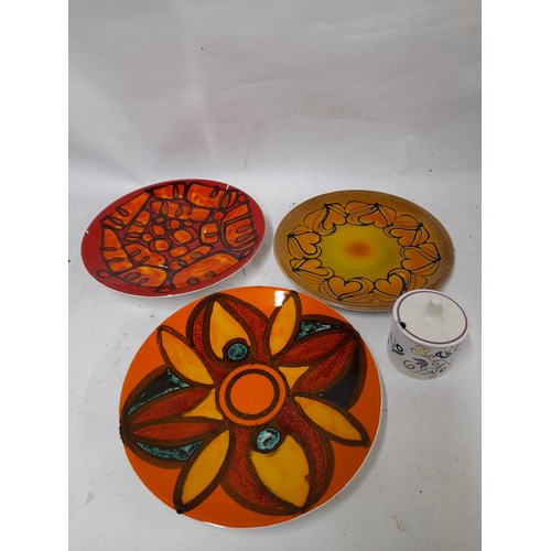 55 - 3 x Poole Pottery Plates (2 broken and glued back together. The remaining plate 27cm dia along with ... 