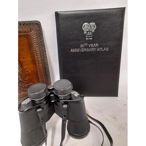 58 - 3 x Travel interest items to include a leather embossed photo album, AA50th anniversary Road Map and... 