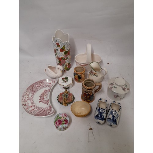 59 - A collection of decorative ceramic to include a Dartington Vase, 20cm tall and an EGG CUP in the for... 