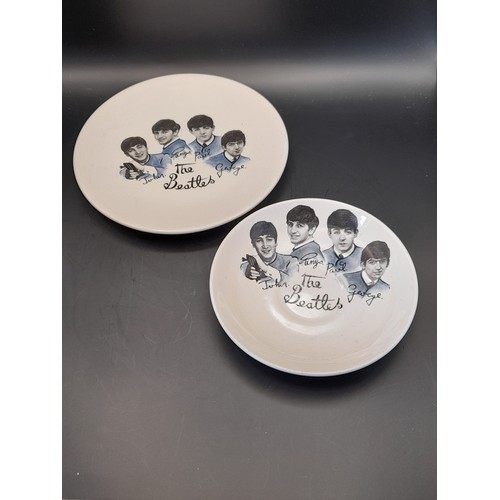 2 - 'The Beatles' memorabilia consisting of Small Plate by Washington Pottery Ltd 7inch dia and a Saucer... 