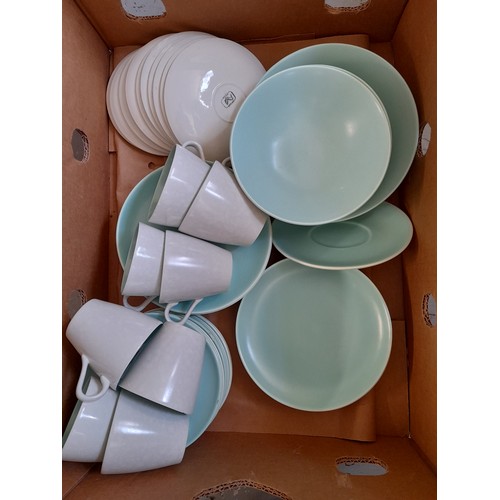 4 - large quantity of Poole Pottery Dinner ware to include teapot, jugs, plates etc (Turquoise in colour... 