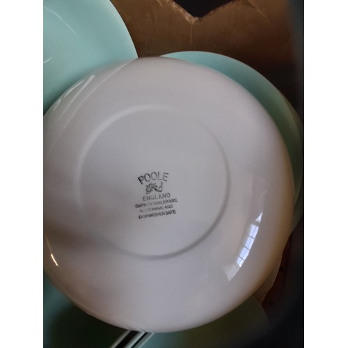 4 - large quantity of Poole Pottery Dinner ware to include teapot, jugs, plates etc (Turquoise in colour... 