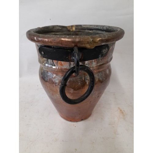 88 - Vintage copper plated planter 22cm high x 19cm wide