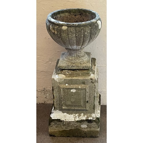 15 - Reconstituted concrete garden plynth with planter 87cm high